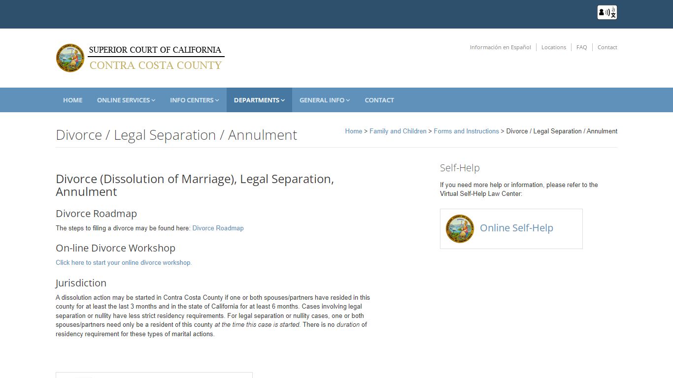 Divorce / Legal Separation / Annulment: Contra Costa Superior Court